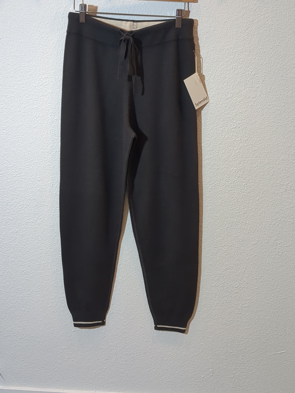 Splendid Cashmere Women's Small Reversible Charcoal And Cream Luxe Jogger